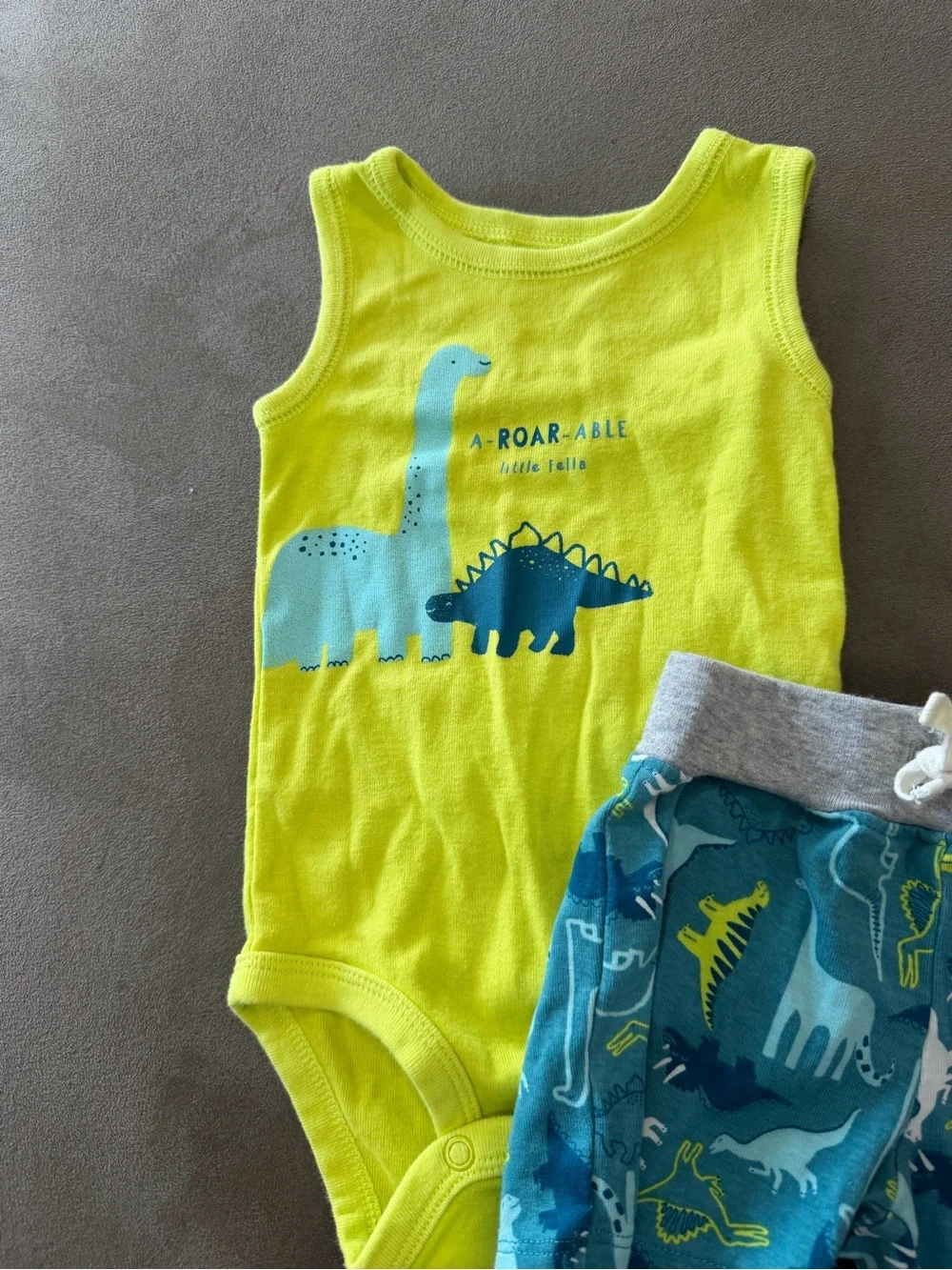 Carters Dino Bodysuit and Shorts Set - Lime Green & Blue